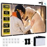 Projektör Ekranı, XINLEMY 150 inç Projeksiyon Ekranı 4K 16:9 HD Katlanabilir Taşınabilir Film Ekranı Dış Mekan İç Mekan Çift Taraflı Sinema Ekranı, Sinema Ev Sineması Arka Bahçe Partisi için
