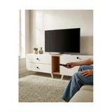 Projemob Miramob 2 Çekmeceli Ve 2 Kapaklı Modern Tv Ünitesi 149 Cm Ayaklı Tv Sehpası Safir Meşe Beyaz