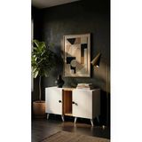 Projemob Miramob 2 Kapaklı Modern Tv Ünitesi 82 Cm Minimalist Ayaklı Tv Sehpası Safir Meşe Beyaz