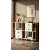 Projemob Miramob 4 Çekmeceli Ve 8 Bölmeli Modern Şifonyer Geniş Konsol Antre Ünitesi Safir Meşe Beyaz