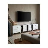 Projemob Miramob 8 Çekmeceli Modern Tv Ünitesi 248 Cm Geniş Duvar Ünitesi Ayaklı Tv Sehpası Antrasit Beyaz