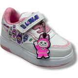 Prokids 4011-26 Cilt Deri Labubu Maskotlu Anatomik Kız Çocuk Sneaker Beyaz Pembe 26-30