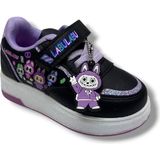 Prokids 4011-26 Cilt Deri Labubu Maskotlu Anatomik Kız Çocuk Sneaker Siyah Lila 26-30