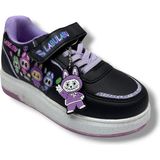Prokids 4011-26 Cilt Deri Labubu Maskotlu Anatomik Kız Çocuk Sneaker Siyah Lila 31-35