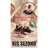 Prokids Veni Vidi Vici (Kışlık)Tasarımlı Hafif Taban Bağcık Mekanizmalı Kız Çocuk Spor Ayakkabı + Çorap Hediye - Pudra