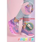 Prokids Veni Vidi Vici Tasarımlı Hafif Taban Bağcık Mekanizmalı Kız Çocuk Spor Ayakkabı + çorap hediye - Pembe