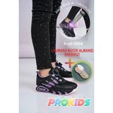 Prokids Veni Vidi Vici Tasarımlı Hafif Taban Bağcık Mekanizmalı Kız Çocuk Spor Ayakkabı + çorap hediye - Siyah
