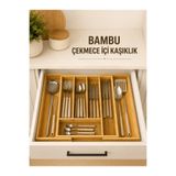 prokitchen Büyük Boy 7 Bölmeli Açılır Ayarlanabilir Bambu Ahşap Çekmece Içi Kaşıklık Bulaşıklık