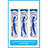 Prokudent Protez Diş Fırçası 3'lü Avantaj Paket, Mavi, Orta Sertlik