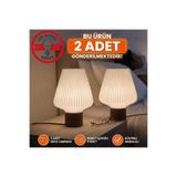ProLaz 2'li Set Modern Gece Lambası Led Ampul Hediyeli Çift Başucu Lambası, Yatak Odası ve Dekoratif Masa Lambası Paketi (2 Adet)