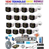 Prolife 16 Kameralı Gece Renkli 8 Adet Warm Ledli Yüz ve Araç Algılamalı 5 Mp Kuruluma Hazır Güvenlik Kamerası Seti
