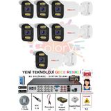 Prolife 7 Kameralı Gece Renkli Gösteren White Warm Ledli Yüz Tanımalı 5 Mp Kuruluma Hazır Güvenlik Kamerası Seti