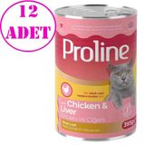 Proline Kedi Konserve Maması Pate Tavuklu Ve Ciğerli 395 Gr 12 Ad