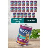 Proline Köpek Konservesi, Dana Etli, Pate İçinde Et Parçacıklı, 395g, 20 Adet PR-K395Y
