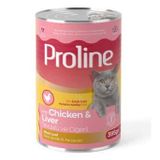PROLINE PATE İÇİNDE ET PARÇACIKLI TAVUKLU VE CİĞERLİ YETİŞKİN KEDİ MAMASI 395 GR