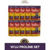 Proline Pouch Jelly Jöle İçinde Et Parçacıklı Dana Etli Yaş Kedi Maması Seti 10x85 gr