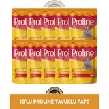 Proline Pouch Pate Tavuklu Yaş Kedi Maması Seti 10X85 gr