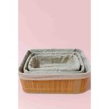 Prolite Bambu Kare Kirli Sepeti ve Bambu 3 Lü Organizer (Sabunluk Havlu Kozmetik Saklama )