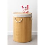 Prolite Orjinal Bambu Portatif Taşınabilir Çamaşır Kirli Sepeti Yuvarlak 50X35 cm