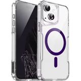 Prolysus Apple iPhone 15 Plus Kılıf Renkli Kamera Çıkıntılı Magsafe Şarj Özellikli T-Max Magsafe Sert Kapak + Ekran Koruyucu - Derin Mor