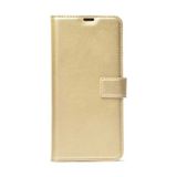 Prolysus Huawei Y7 Prime 2019 Kılıf Lüx Suni Deri Standlı Kapaklı Kartlıklı Bölmeli Cüzdan Kılıf - Gold
