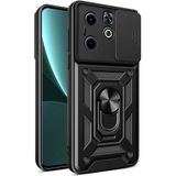 Prolysus Infinix Smart 8 Kılıf Manyetik Standlı Kamera Korumalı Yüzüklü Zırh Tank Kılıf Koruyucu Kapak - Siyah