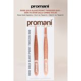 Promani Rose Altın Cımbız Seti 2 Adet Eğik ve Sivri Uçlu El ve Tırnak Bakımı için