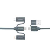 Promate Pentapower Şarj ve Data Kablosu 6 sı 1 arada Çoklu Uçlu Lightning, USB-A, Type-C, Mikro USB - Gri