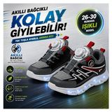 Promax Akıllı Bağcıklı Işıklı Çocuk Spor Ayakkabı Gri 26-30 Kolay Giyilebilir - 00 - Siyah