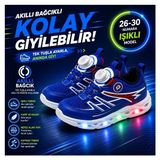 Promax Akıllı Bağcıklı Işıklı Çocuk Spor Ayakkabı Sax 26-30 Kolay Giyilebilir