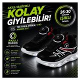 Promax Akıllı Bağcıklı Işıklı Çocuk Spor Ayakkabı Siyah 26-30 Kolay Giyilebilir - 00 Siyah - Beyaz