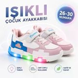 Promax Çocuk Işıklı Cırtlı Patik Spor Ayakkabısı 26-30 Beyaz Pembe