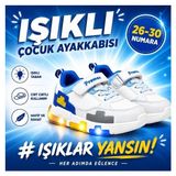 Promax Çocuk Işıklı Cırtlı Patik Spor Ayakkabısı 26-30 Beyaz Sax - 001 - Beyaz