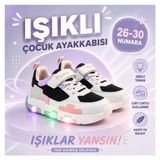 Promax Çocuk Işıklı Cırtlı Patik Spor Ayakkabısı 26-30 Siyah Pembe - 00Pembe