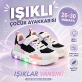 Promax Çocuk Işıklı Cırtlı Patik Spor Ayakkabısı 26-30 Siyah Pembe