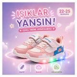 Promax Kız Çocuk Işıklı Cırtlı Bebe Spor Ayakkabısı 22-25 Beyaz Pembe - 00Pembe