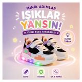 Promax Kız Çocuk Işıklı Cırtlı Bebe Spor Ayakkabısı 22-25 Siyah-Pembe - 00Pembe