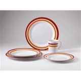 Promo-Line Red rings, 16 parça melamin yemek takımı