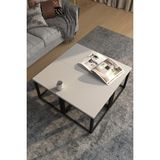 Promodül 4'lü Kare Orta Sehpa Seti 88X88X40,7 cm 28 mm Tabla Masif Ahşap Ayak - Gri