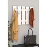 PROMODÜL Modern Beyaz Duvar Çit Askılık - 75 cm Dekoratif 5'li Antre ve Elbise Askısı