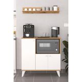 Promodül Modern Mikrodalga Fırın Standı - Çok Amaçlı Mutfak Kiler Dolabı ve Rafı - 90 cm Beyaz