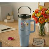 Promopanya Anneler günü hediyesi - Koca Yürekli Annelere X-Large Termoslar (900ML.-KIŞISELLEŞTIRILEBILIR, Isim Yazılabilir, Isme Özel, Kişiye Özel Termos) - Mavi