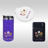 Promopanya Mor Renk Anneler Günü Hediye Seti (Ayna+Termos+Powerbank) Kişiselleştirilebilir , Isim Yazılabilir, Isme Özel, Kişiye Özel