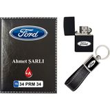 Promosyon Denizi Isiminize Özel Ford Logolu Siyah Ruhsat Kabı - Anahtarlık - Çakmak