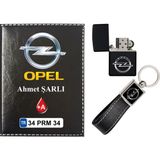 Promosyon Denizi Isiminize Özel Opel Logolu Siyah Ruhsat Kabı - Anahtarlık - Çakmak