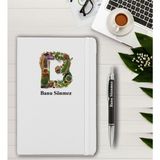 Promosyon Denizi Kişiye Özel Doğa Motifli Beyaz Tarihsiz Ajanda + Kalem