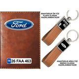 Promosyon Denizi Plakanıza Özel Ford Logolu Taba Ruhsat Kabı ve Anahtarlık