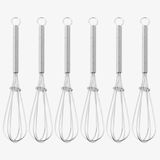 Promosyonca 6 Adet Mini Metal Çırpıcı, 12.7 cm | Yay Saplı, Çay ve Yumurta için, Halka Askı Deliği, 6.8 cm Kafa Genişliği, Küçük Boy