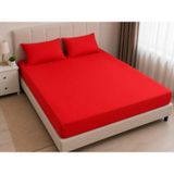Promosyonca Çift Kişilik Lastikli Çarşaf 200x200+30 cm (Kırmızı) | Pamuklu Kumaş, Elastik Kenarlı, 200x200 cm Boyut, Çift Kişilik, Kolay Geçmeli