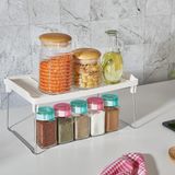 Promosyonca Metal Ayaklı Mutfak veya Banyo Rafı, Tezgah Üstü Organizer, Dolap İçi Raf Düzenleyici, Plastik Raf, Metal Ayak (Plastik Küçük)